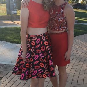 Homecoming MacDuggal Red 2 Piece dress with lips💋